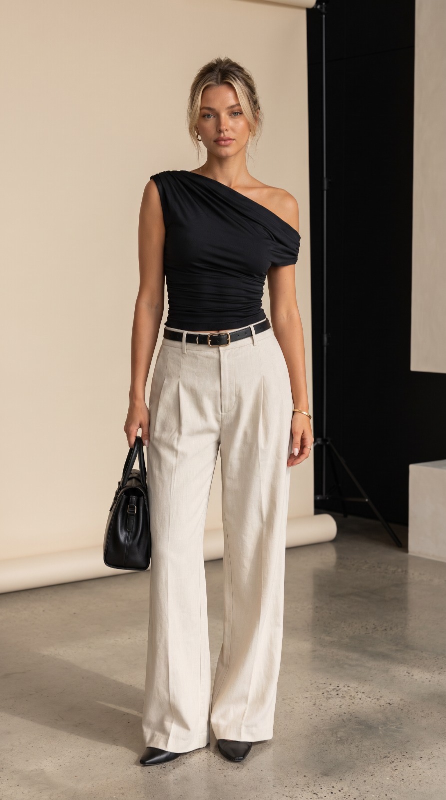 Asymmetrical Blouse in Black